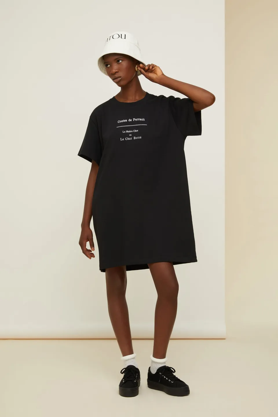 Patou robe P22JE0389990999B coton Black t-shirt col rond