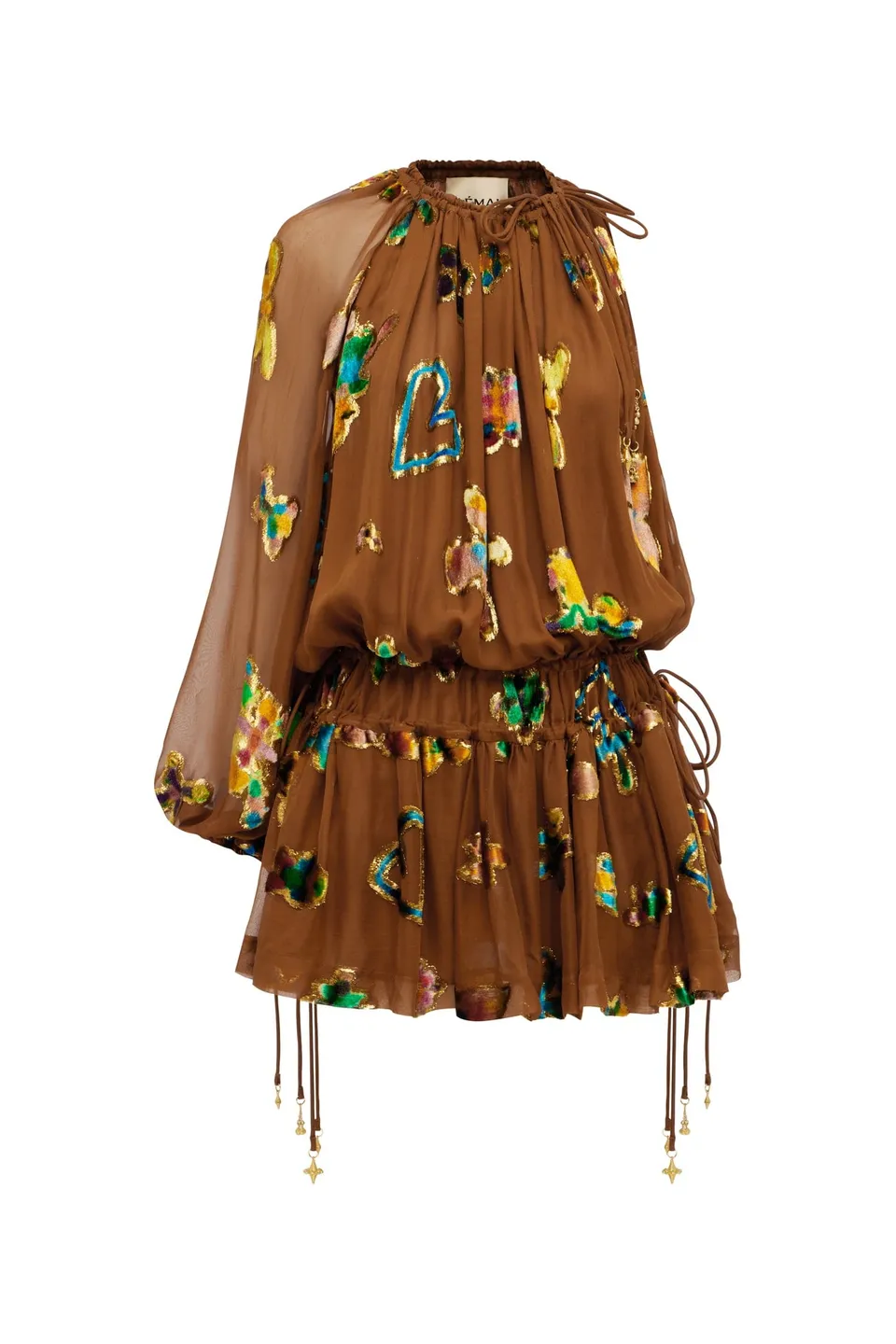 Alemäis Golden Metallic robe mini velours doré soie