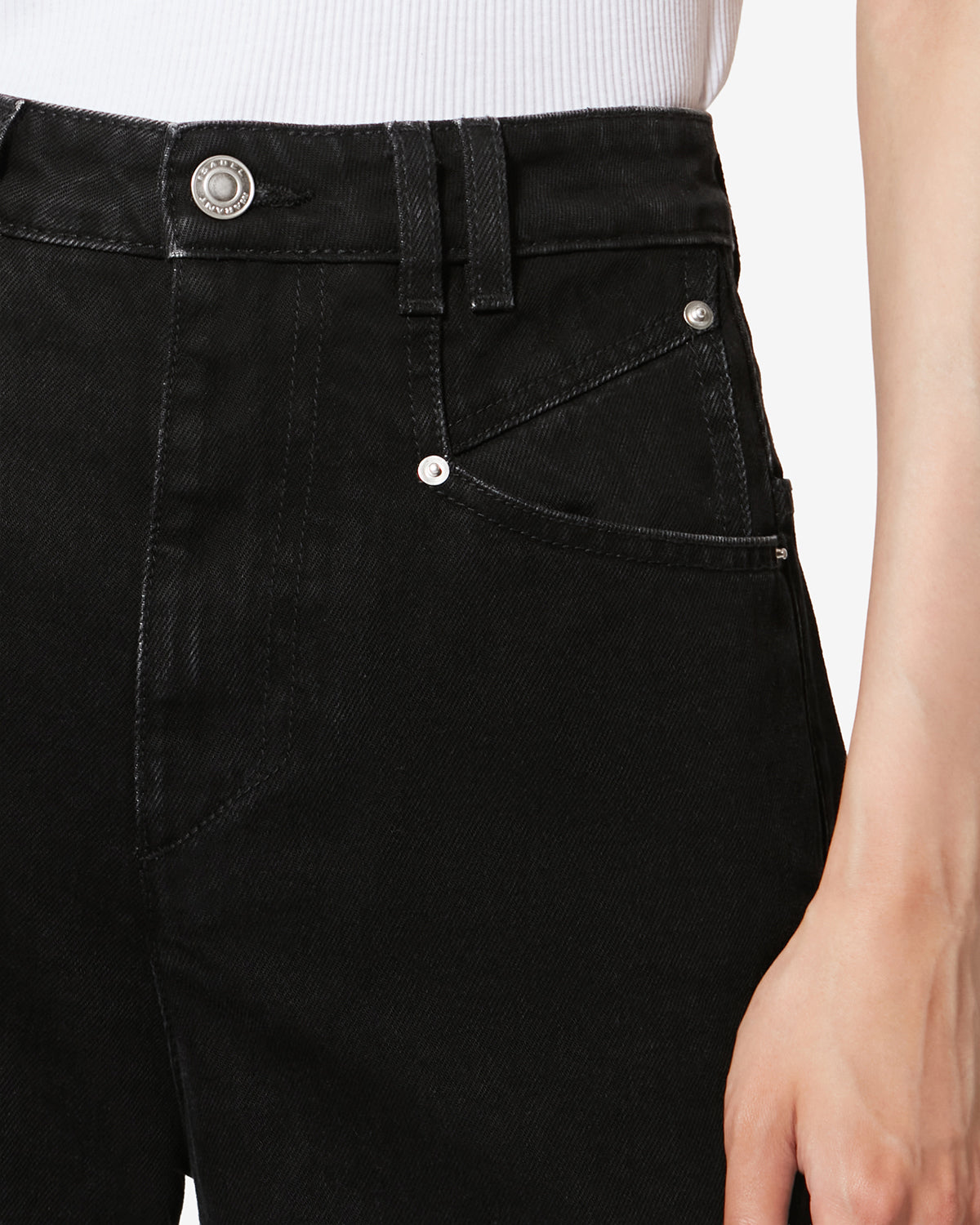 Isabel Marant Lemony jean large noir delave taille haute