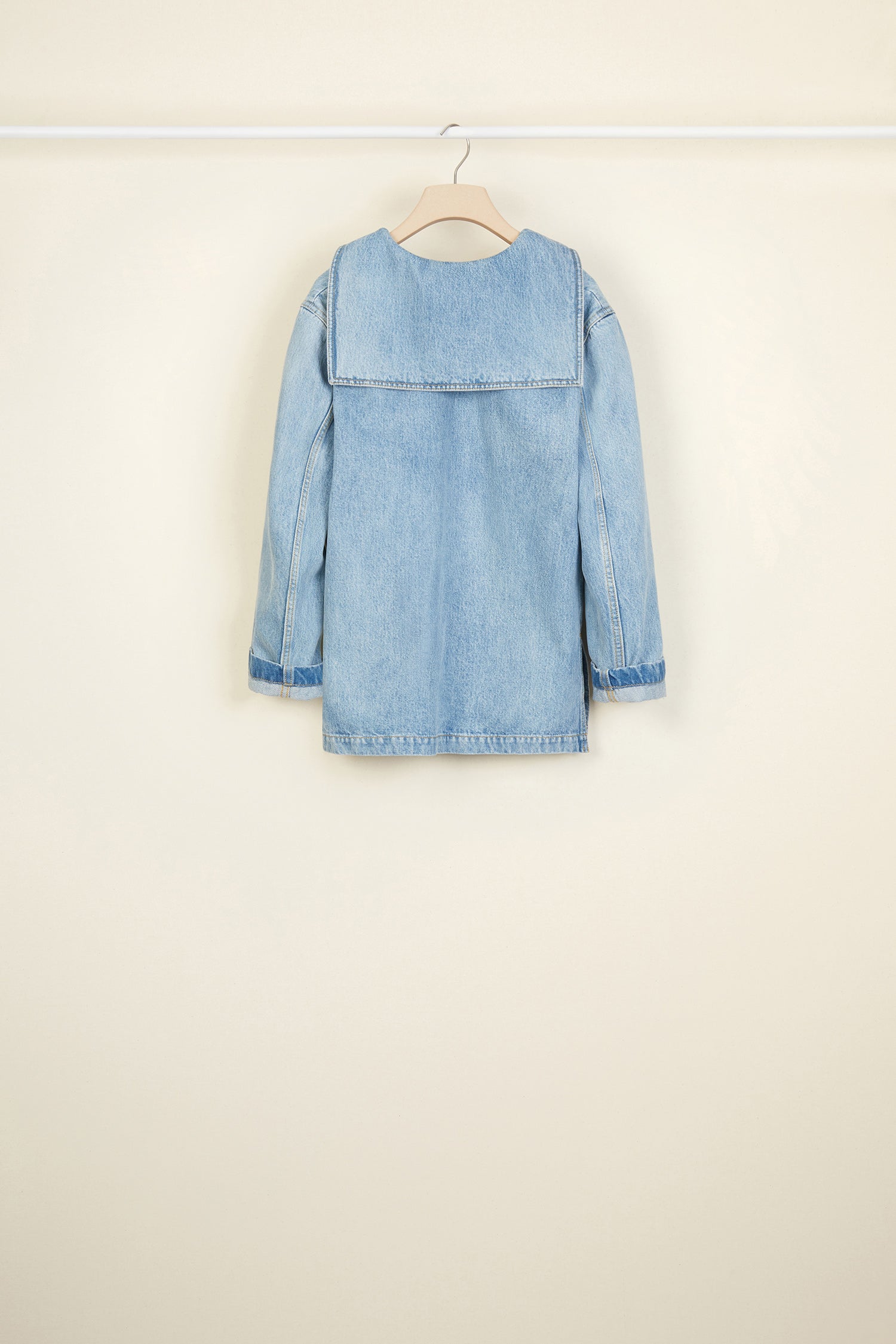 Patou OU004 Tunique denim bio Blueberry col marin