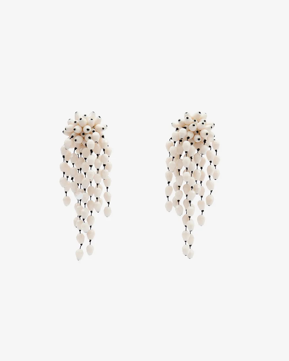 Isabel Marant Hanabi Boucles d'Oreilles Écru-Argenté Perles