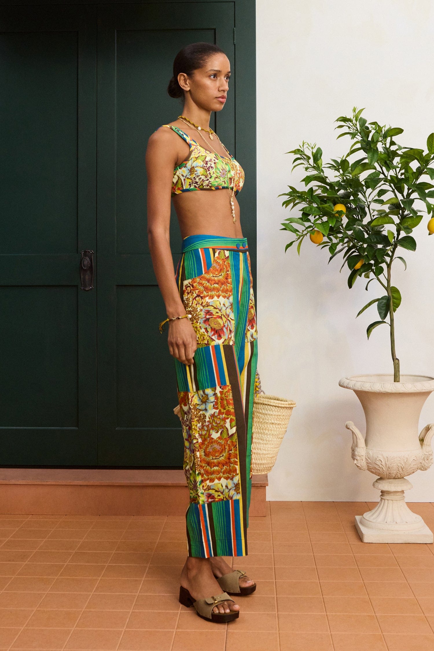 Alemäis Charlie Pant pantalon lin imprimé patchwork floral