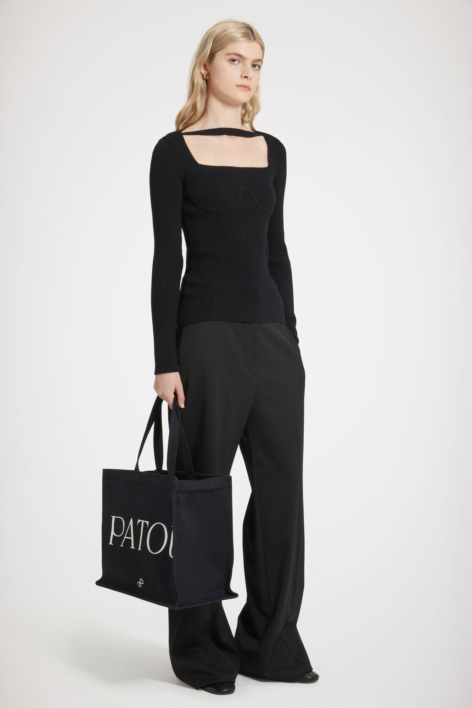 Patou P22AC0240076999B tote coton bio noir