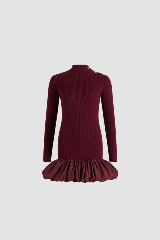 Patou KN2718040316R robe mini syrah laine volant faille