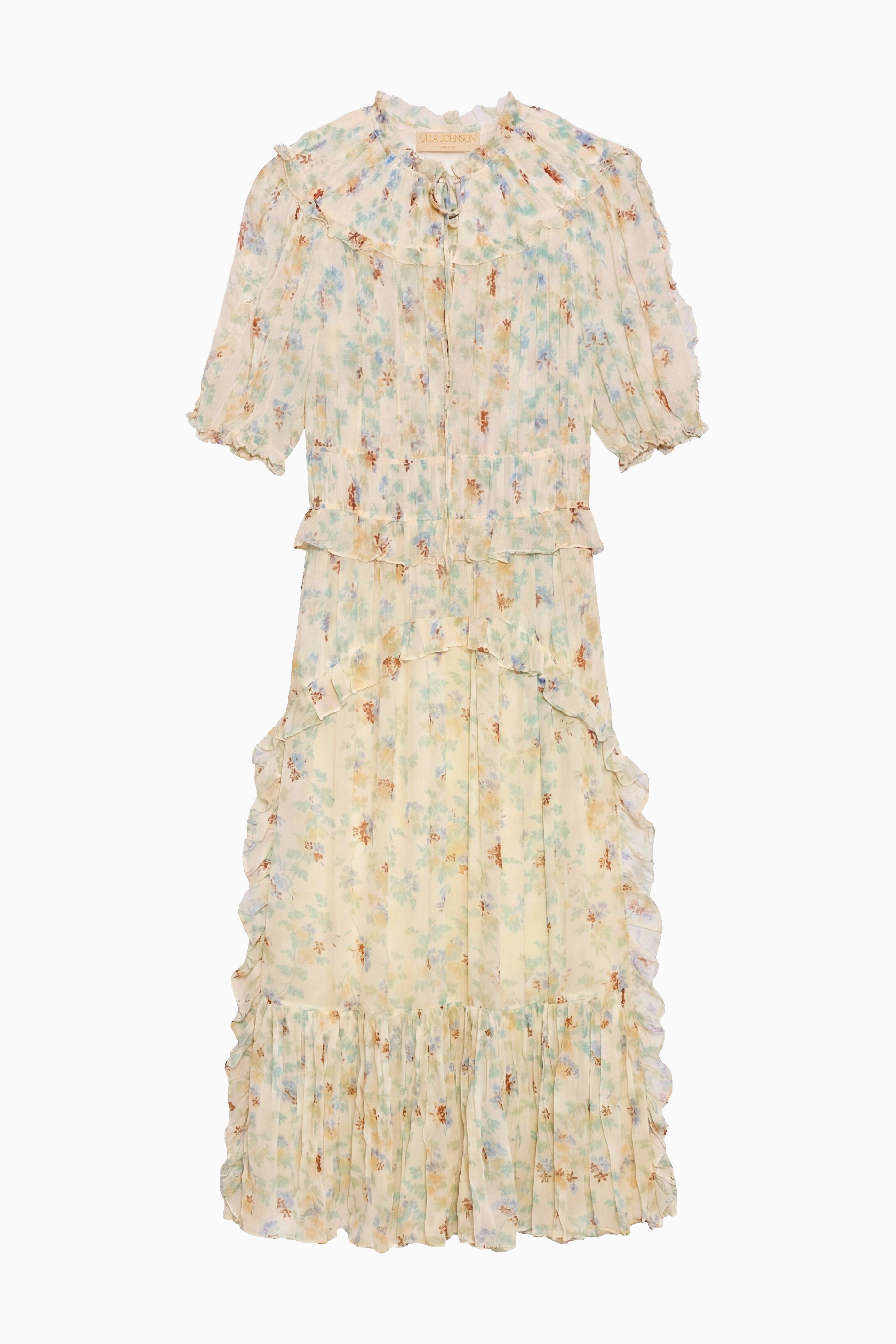 Ulla Johnson Wren robe midi soie Moon Petal jaune