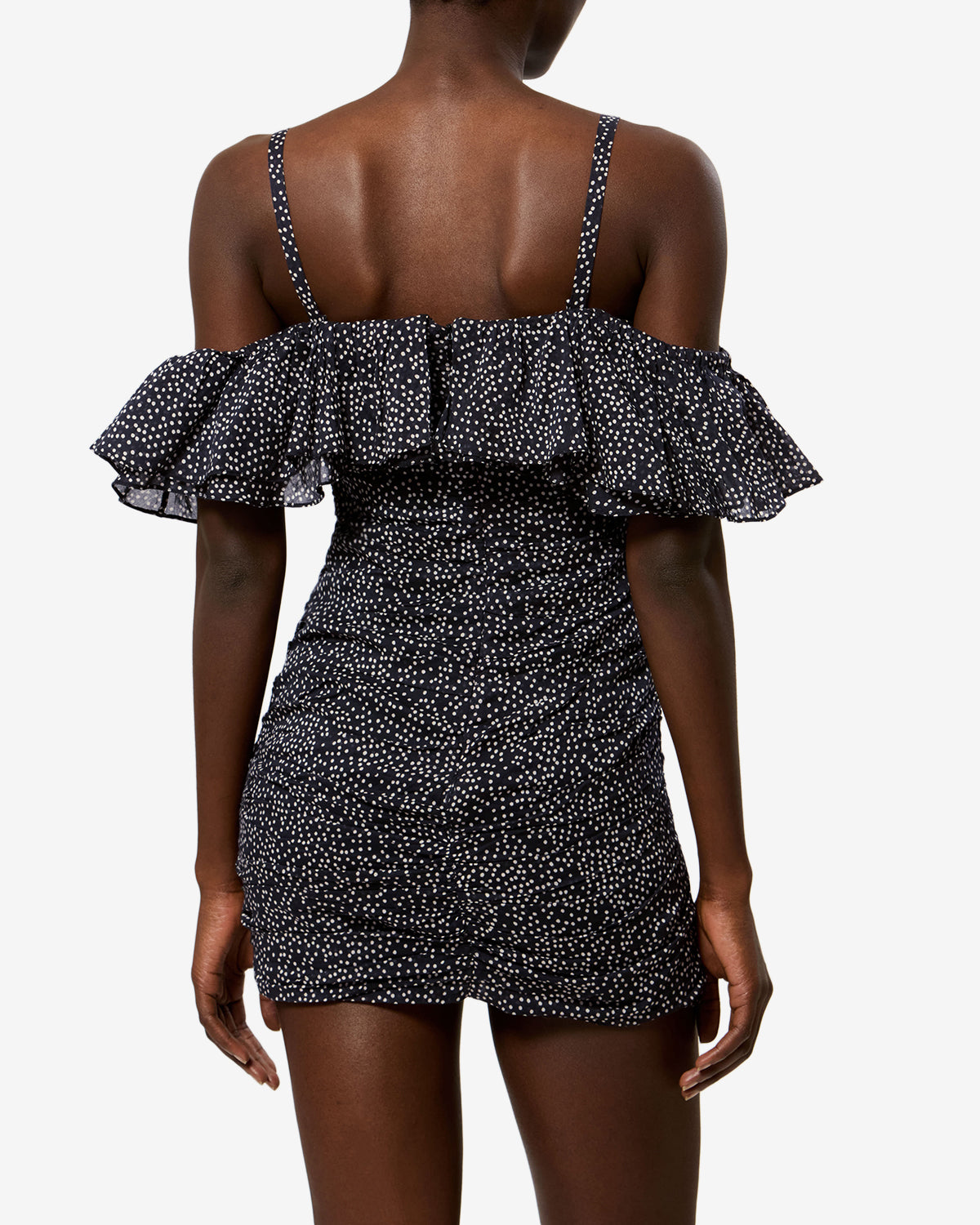 Isabel Marant Davilia robe voile coton noir écru pois