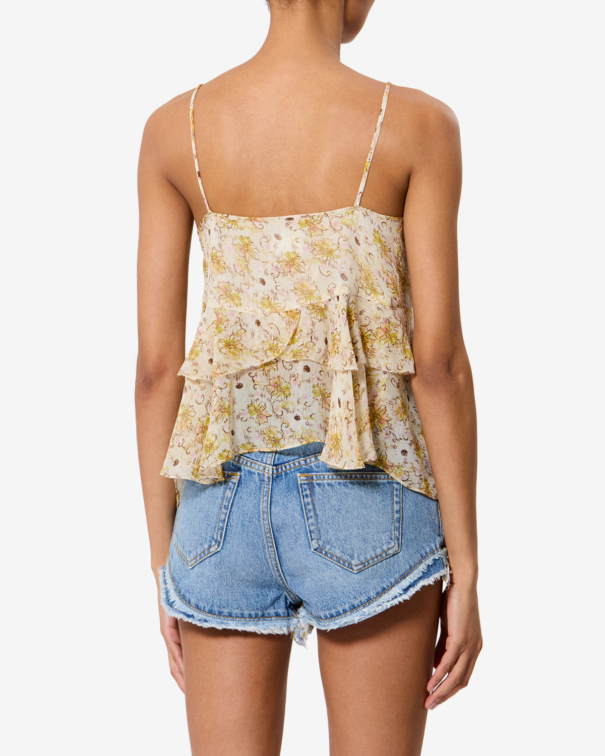 Isabel Marant Briara top mousseline fleuri écru