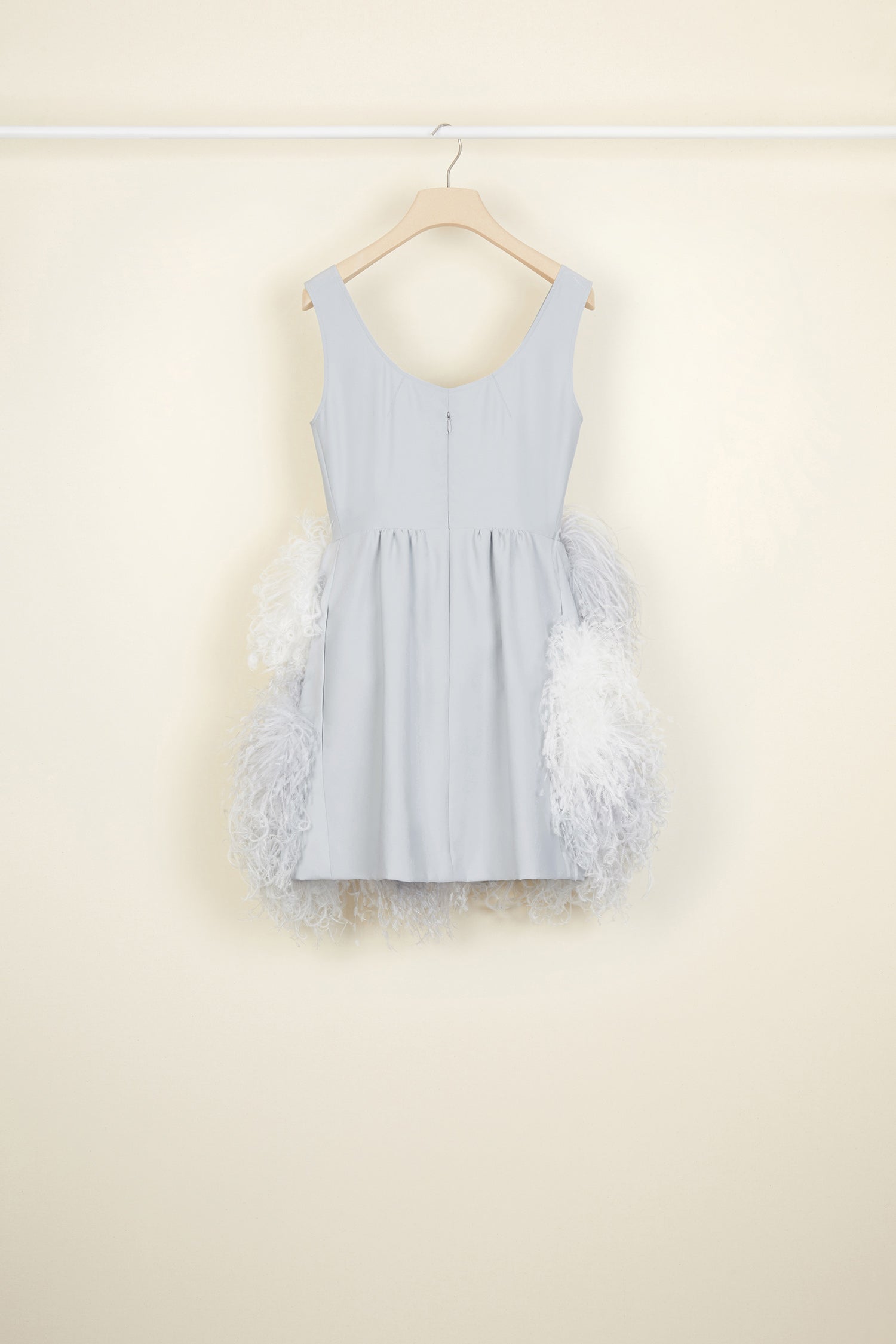Patou DR034 Robe soie plumes autruche Thousands Print