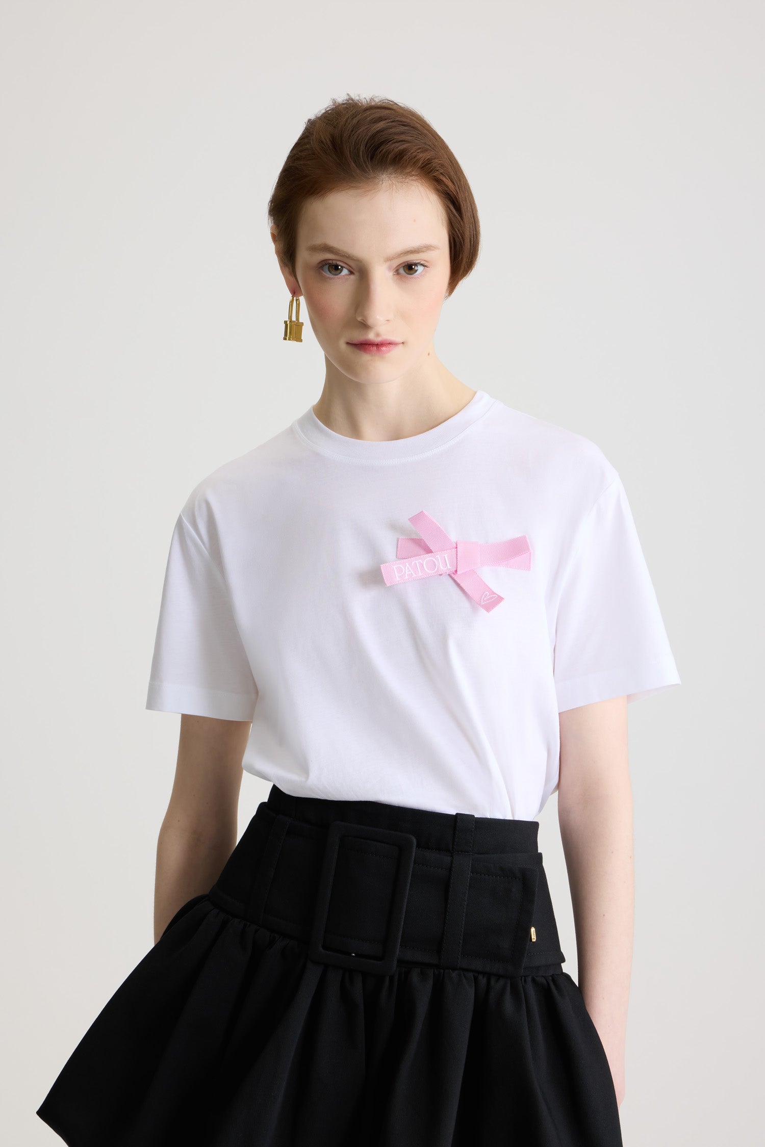 Patou JE185 t-shirt coton blanc noeud rose S