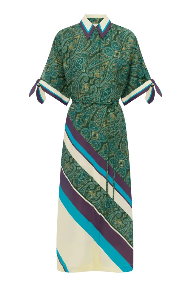 Alemais Joni robe chemise midi lin manches courtes