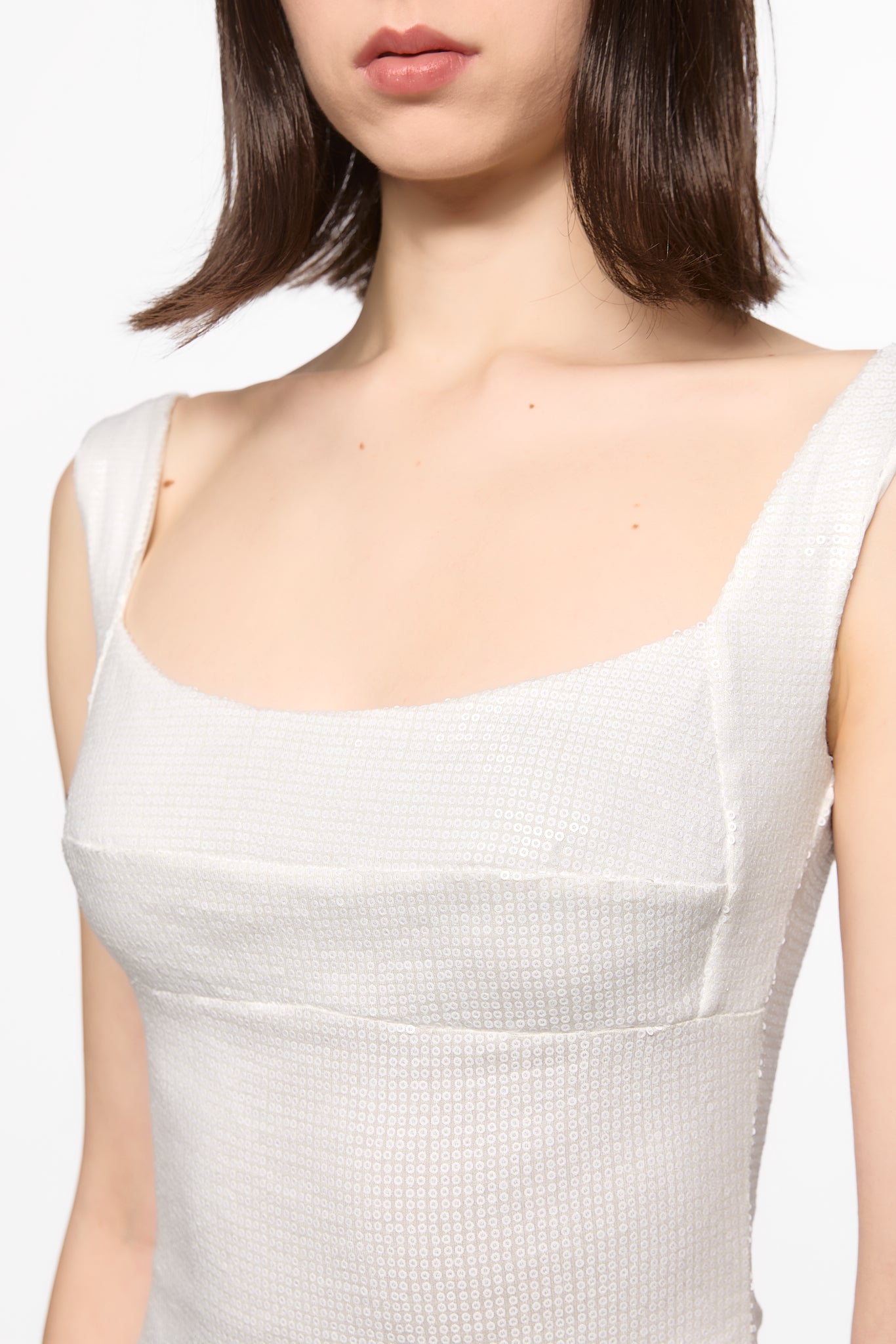 ATU Body Couture body sequins blanc col carré