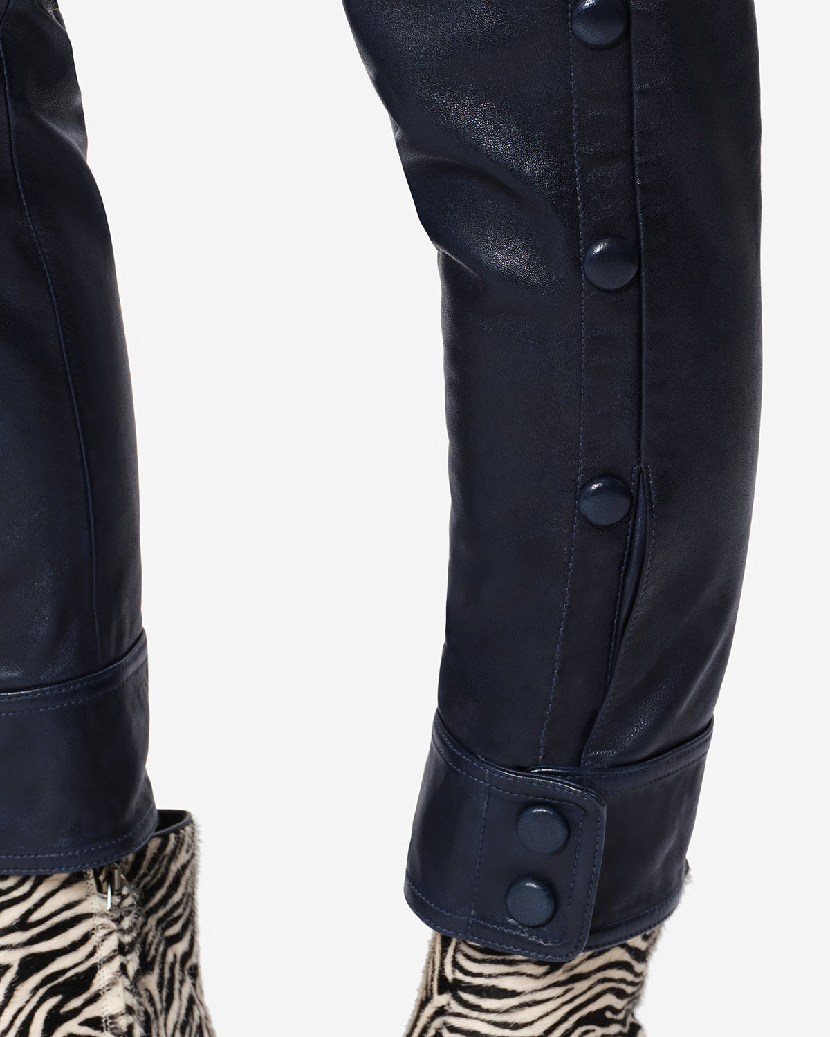 Isabel Marant Rolinda pantalon cuir bleu marine droit
