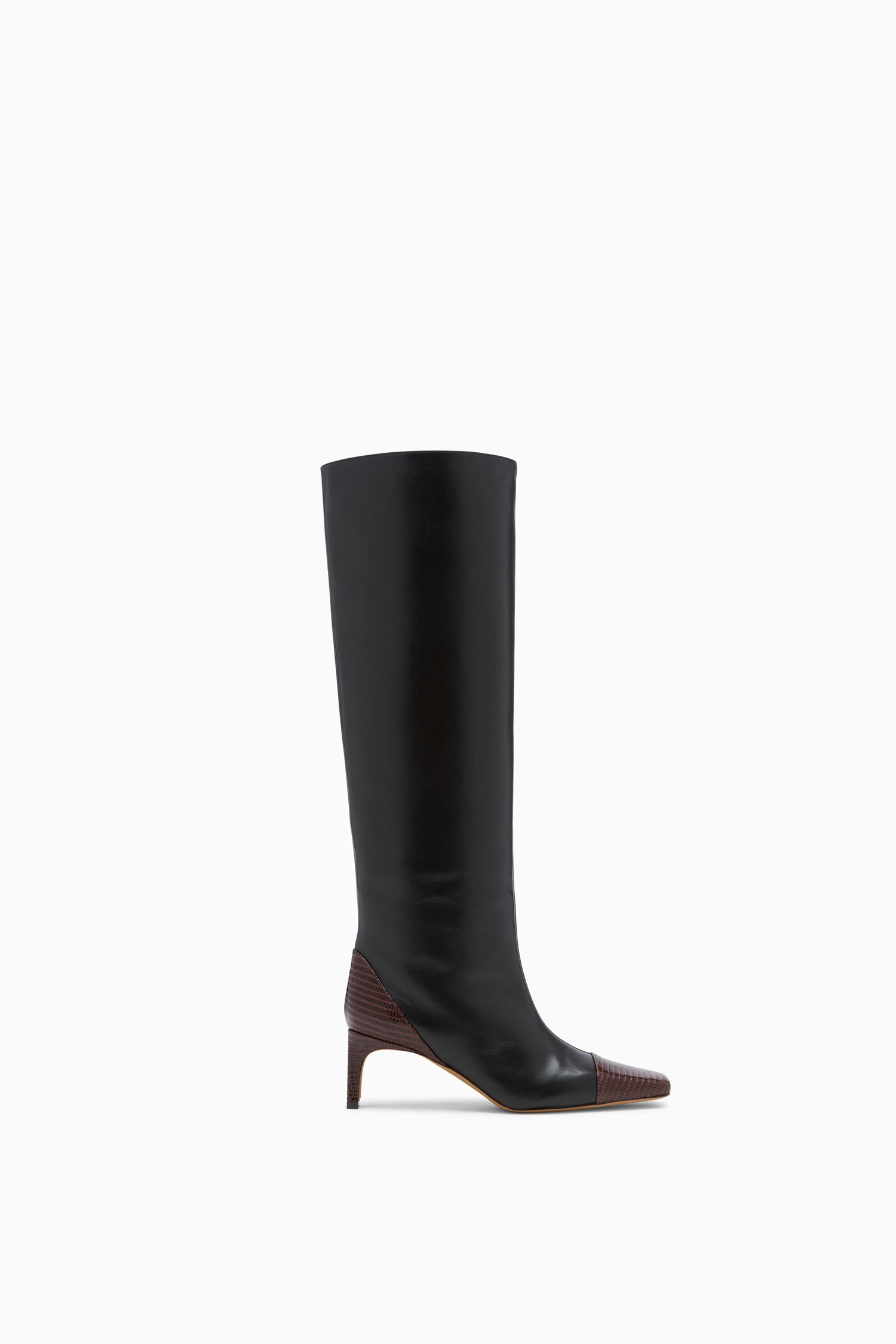 Ulla Johnson Carlyle Bottes Hautes Cuir Noir Lézard