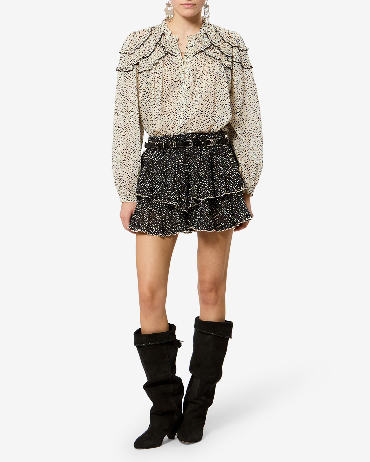Isabel Marant Jocadia SH0021FG short pois noir écru