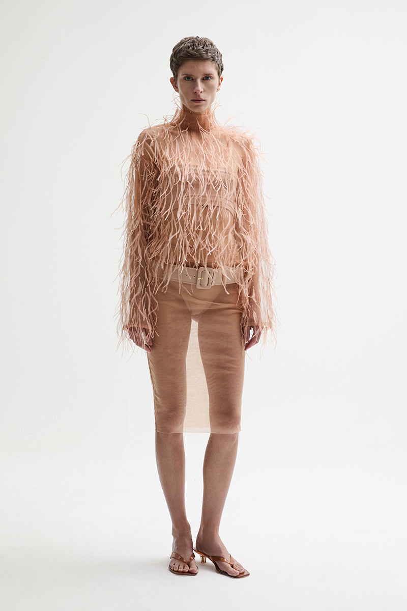 ATU Body Couture Veil jupe crayon tulle nude taille S