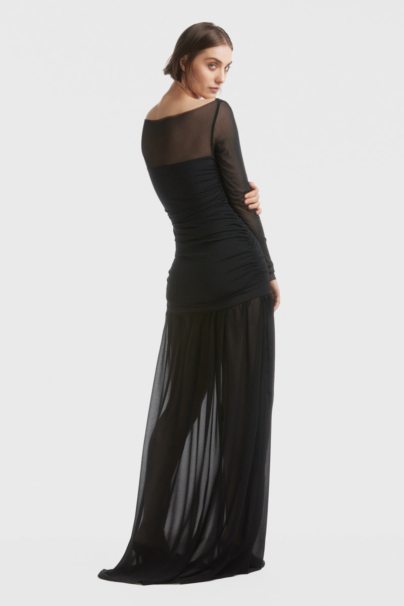 ATU Body Couture robe tulle froncée noire col V taille S