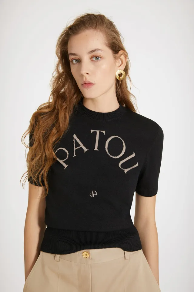 Patou Knitwear P23KN0688045911B top maille coton bio noir gris