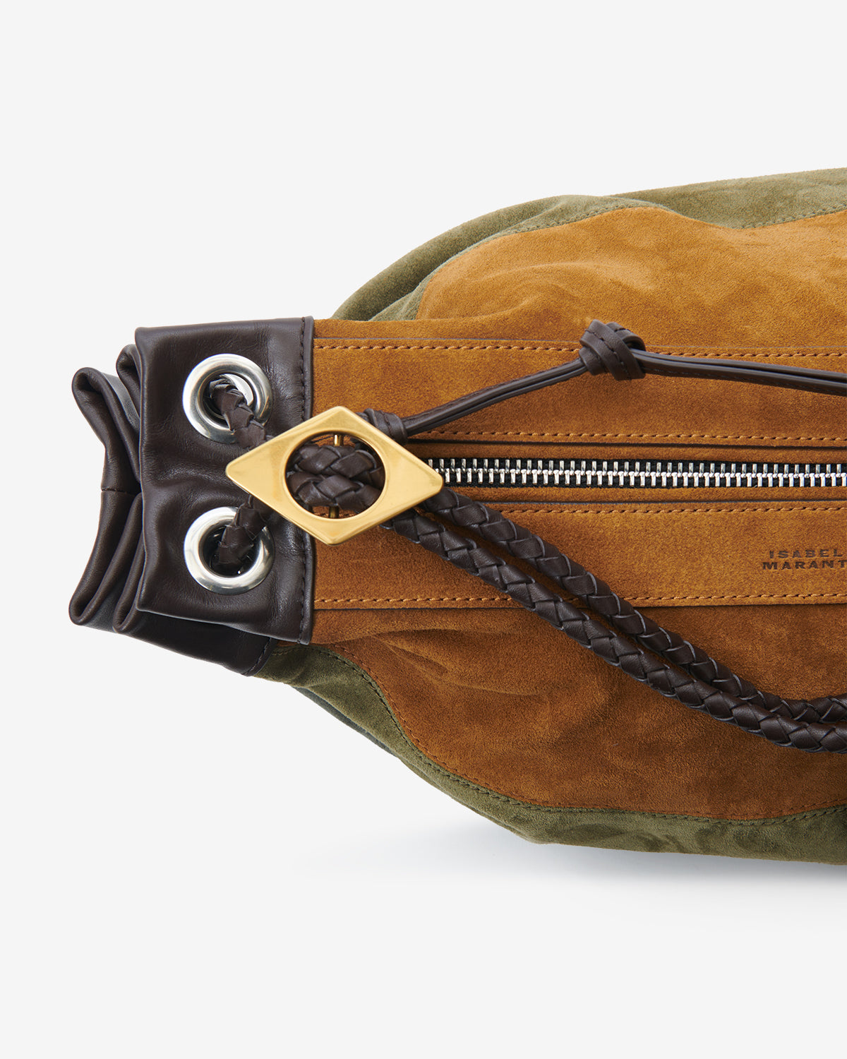 Isabel Marant Maia Medium sac kaki velours patchwork