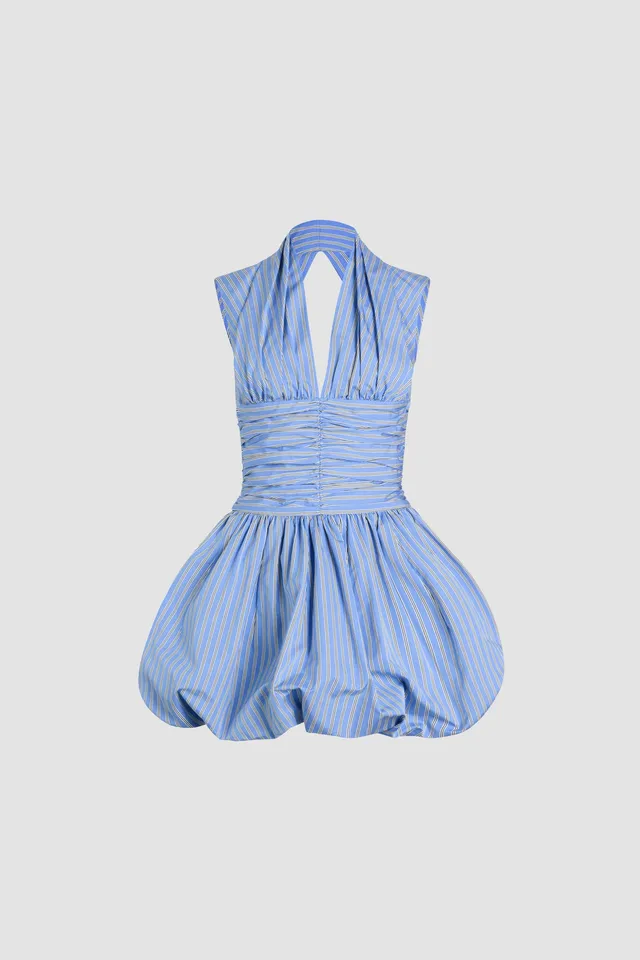 Patou P25DR17601905065 mini robe bulle bleue dos nu
