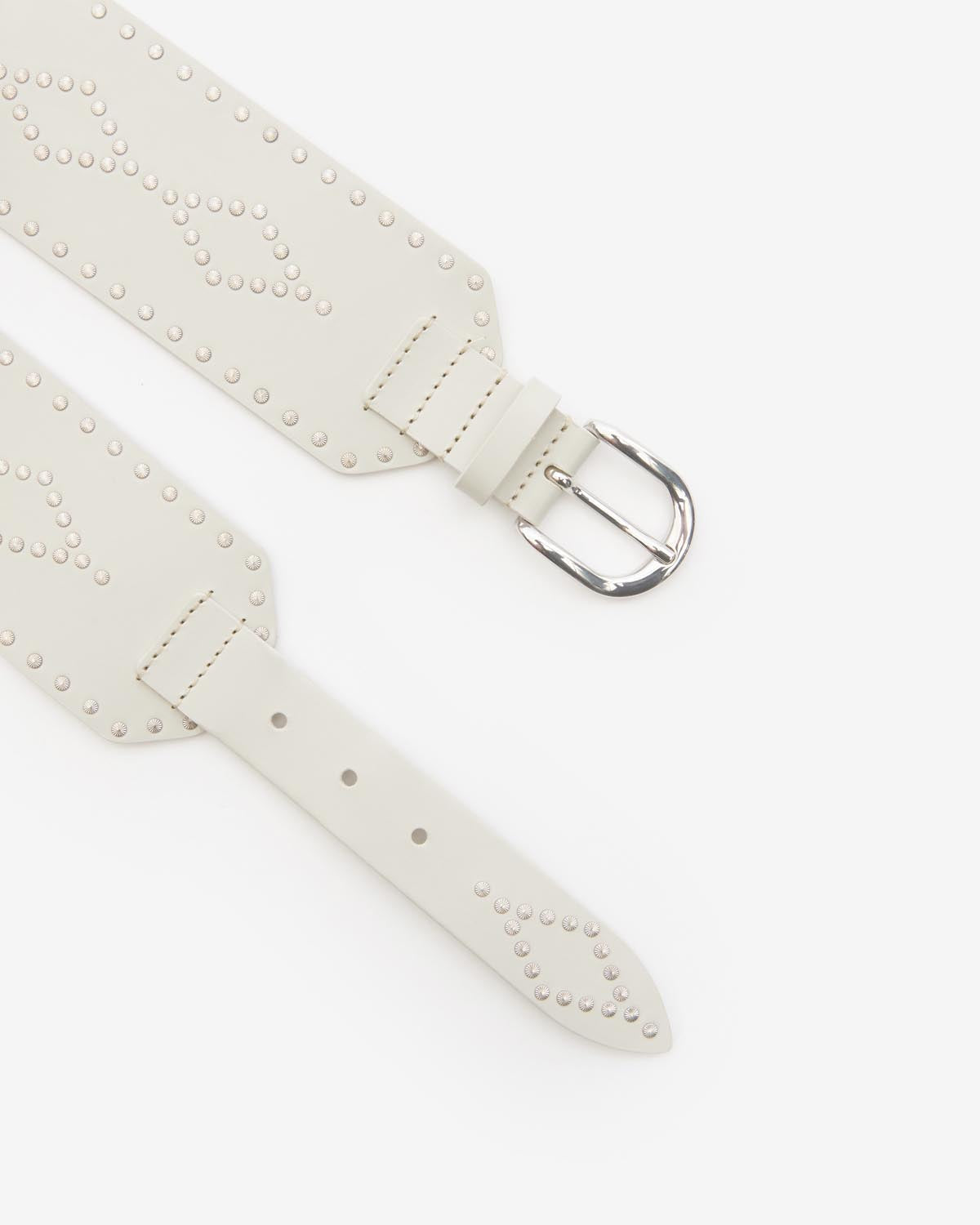 Isabel Marant Lucie ceinture cuir écru-argenté cloutée