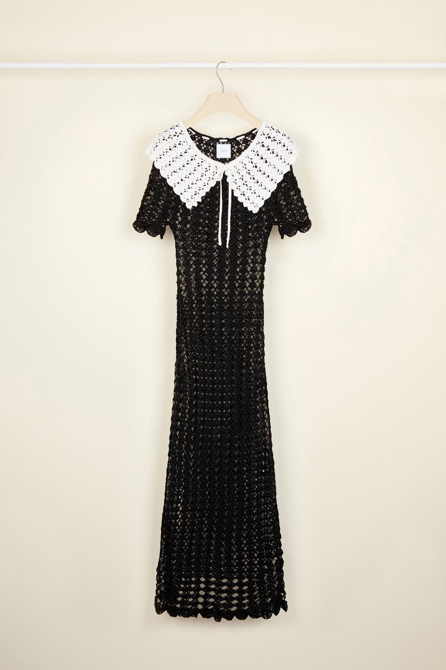 Patou KN024 robe maxi noire crochet bicolore