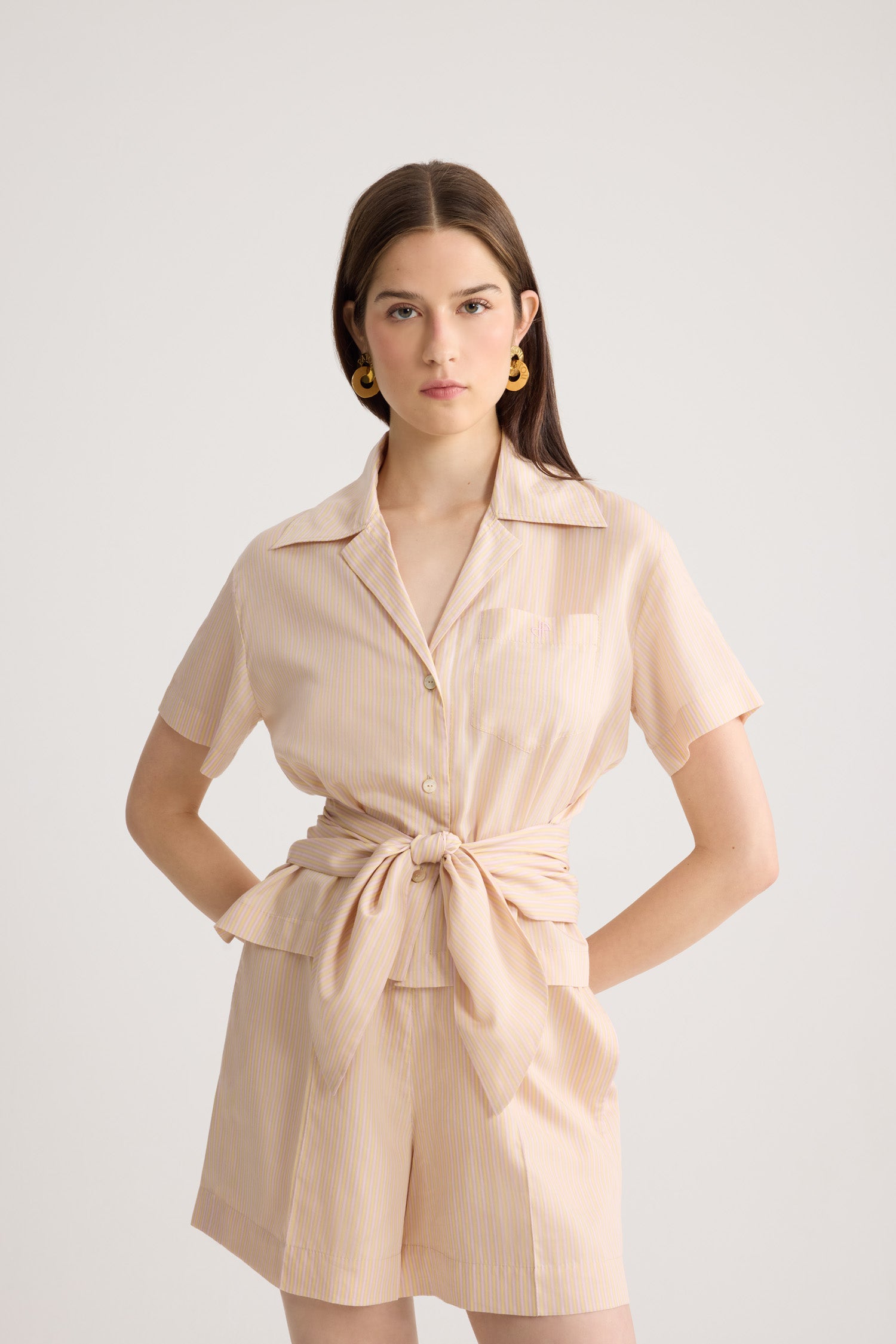 Patou BL05802515971 chemise rayée nouée plage soie