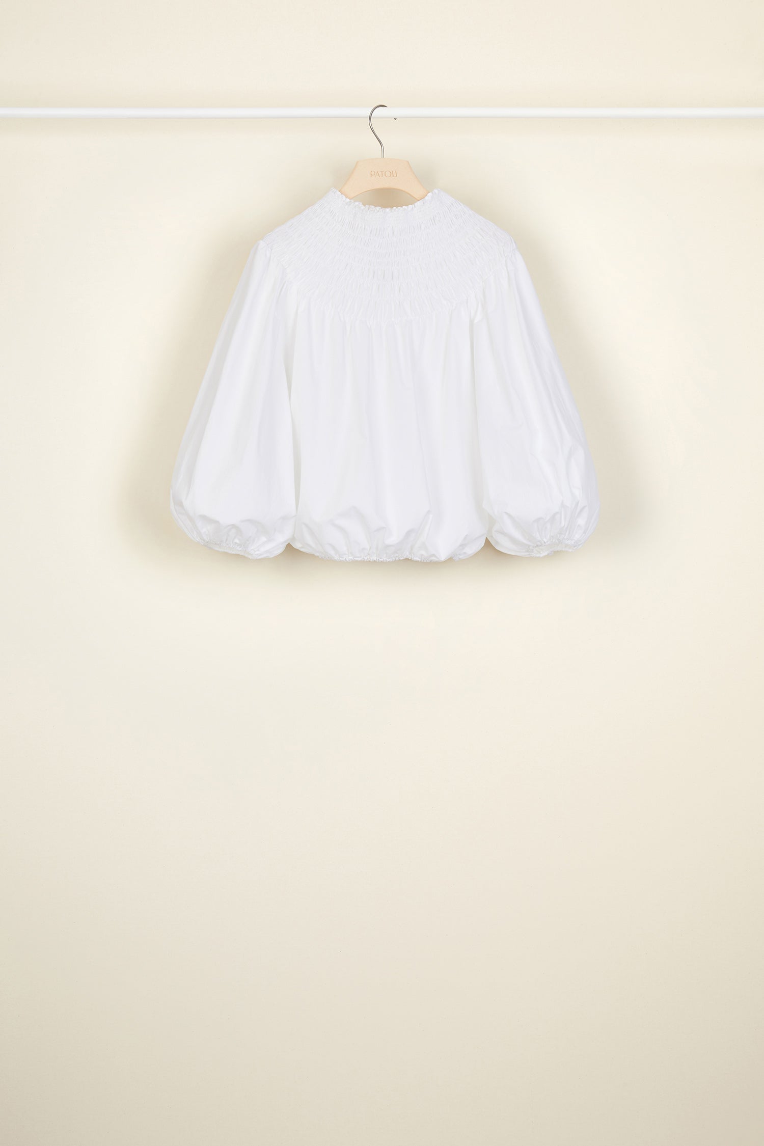 Patou TO004 crop top popeline coton blanc smocké