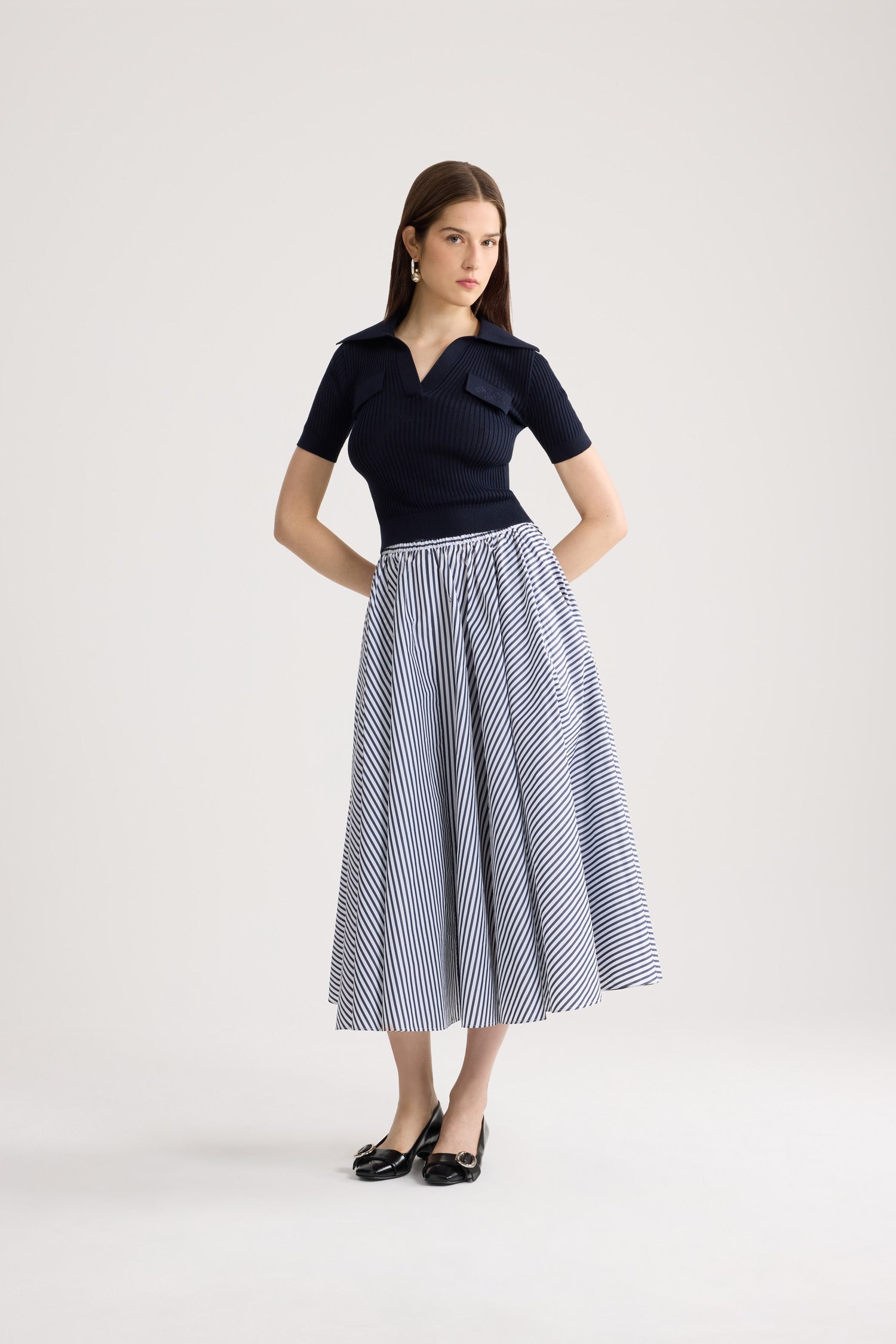 Patou KN3418094694N polo coton bleu marine brodé