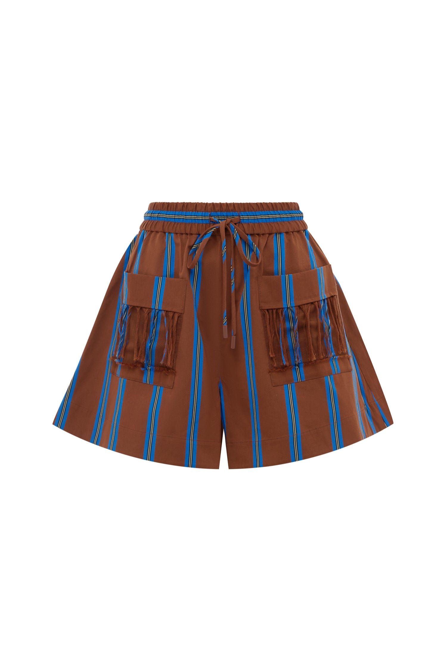 Alemäis Noura short rayé coton taille élastiquée franges