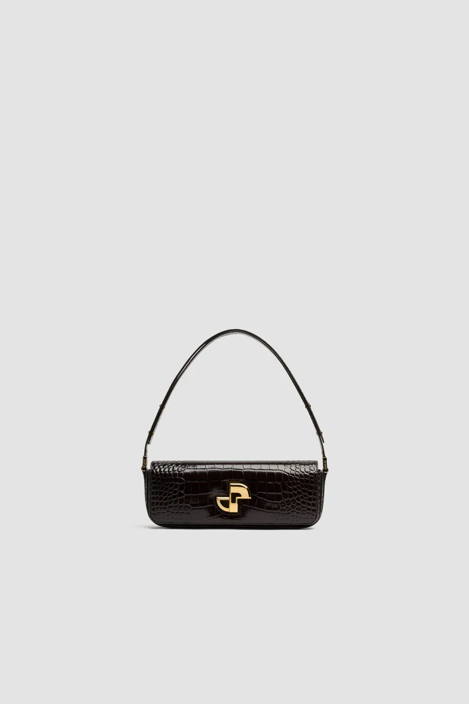 Patou BA020 Le Lock sac cuir croco ebony bandoulière