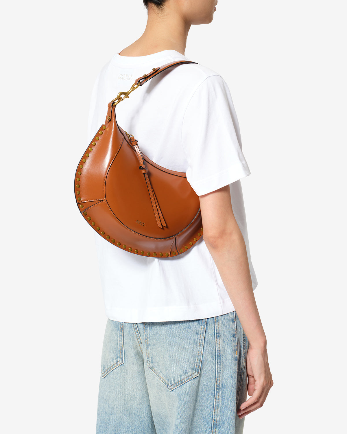 Isabel Marant Naoko sac cuir cognac clous dorés