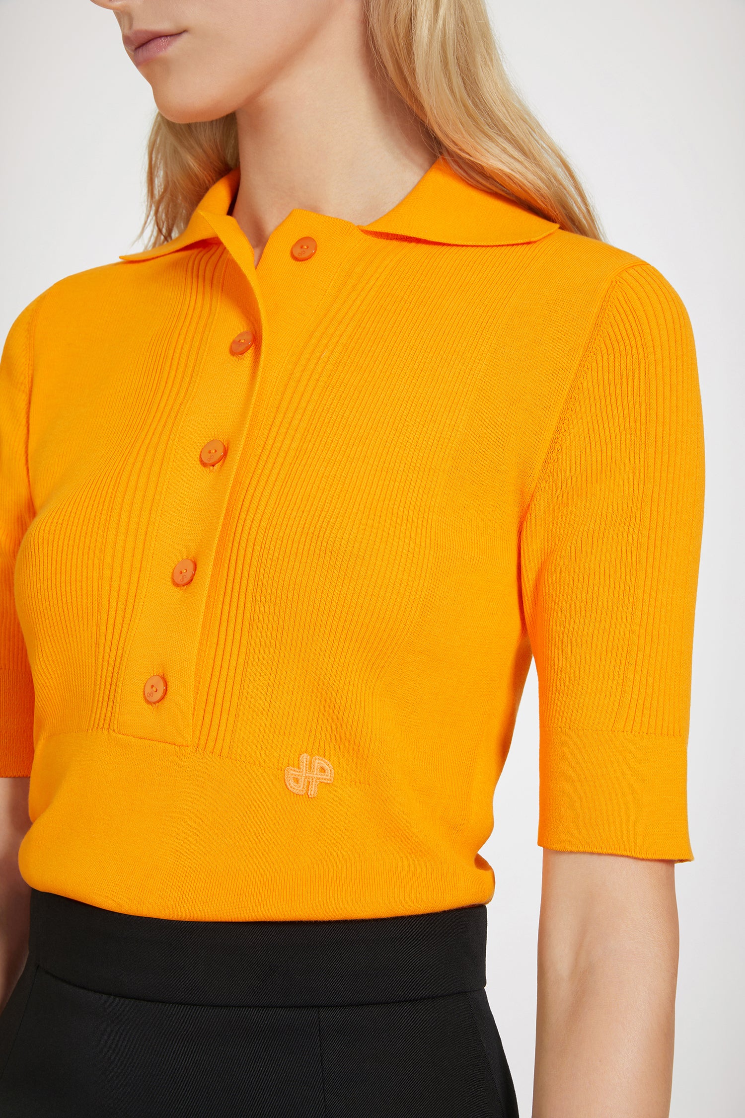 Patou KN160 P24KN1608051217O polo orange coton côtelé