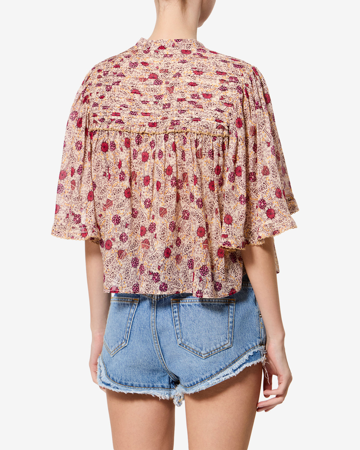 Isabel Marant Douna HT0945FA blouse coton écru-framboise