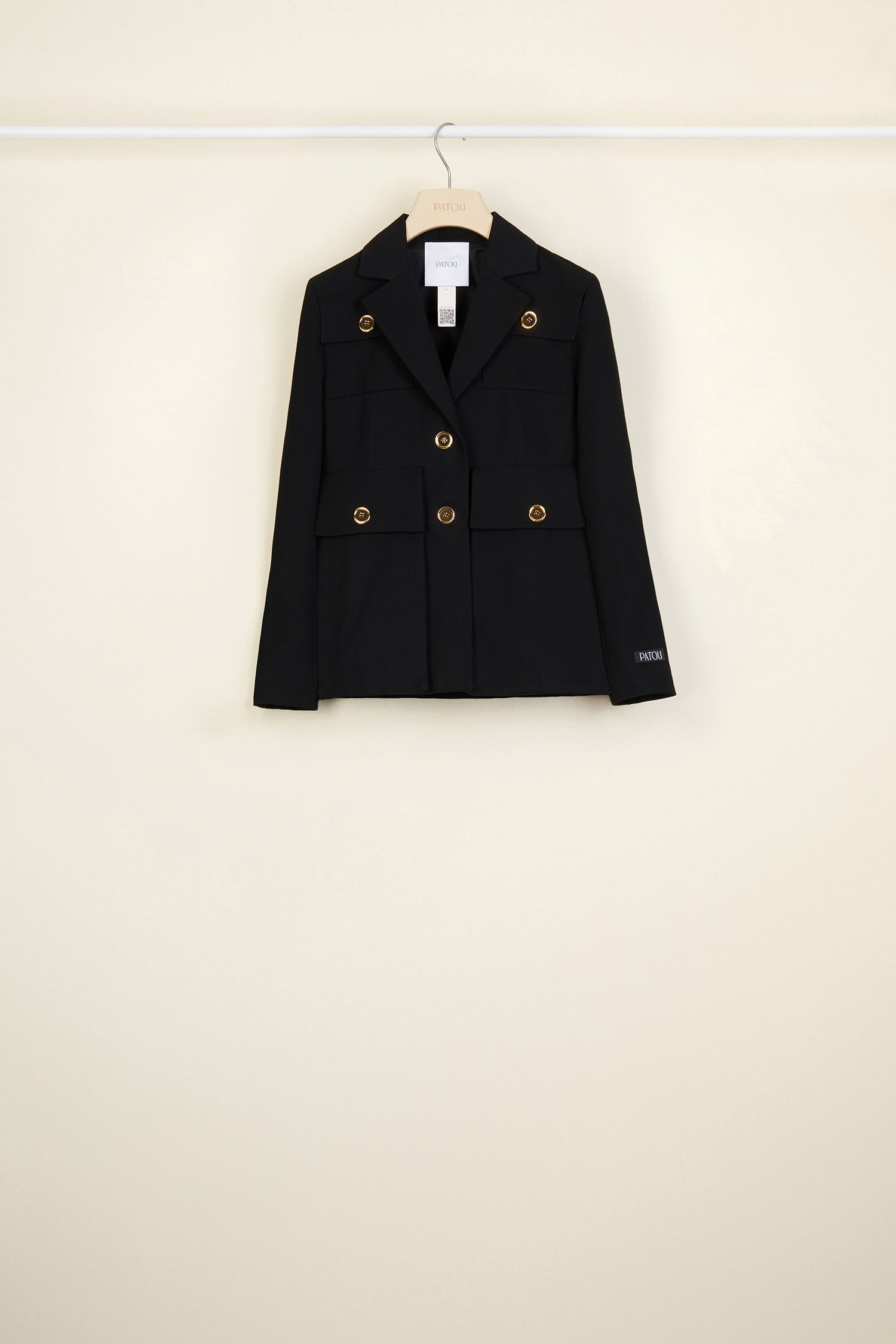 Patou JA005 veste safari cropped noire coton
