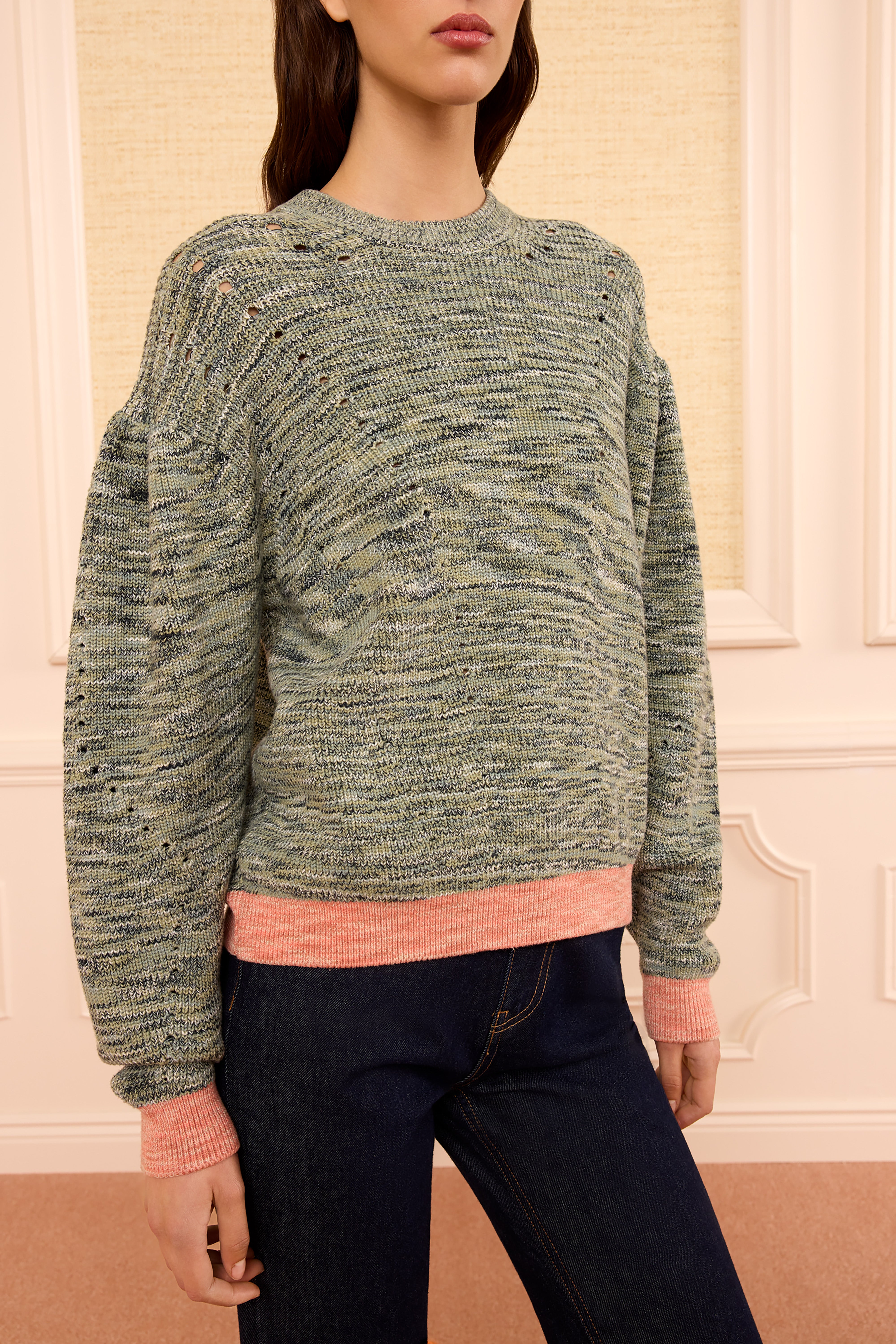 Ulla Johnson Illesa pull coton vert piedstone