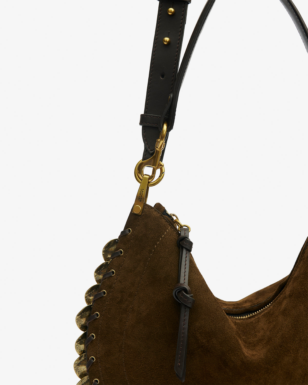 Isabel Marant Oskan Soft sac demi-lune bronze zippé médailles