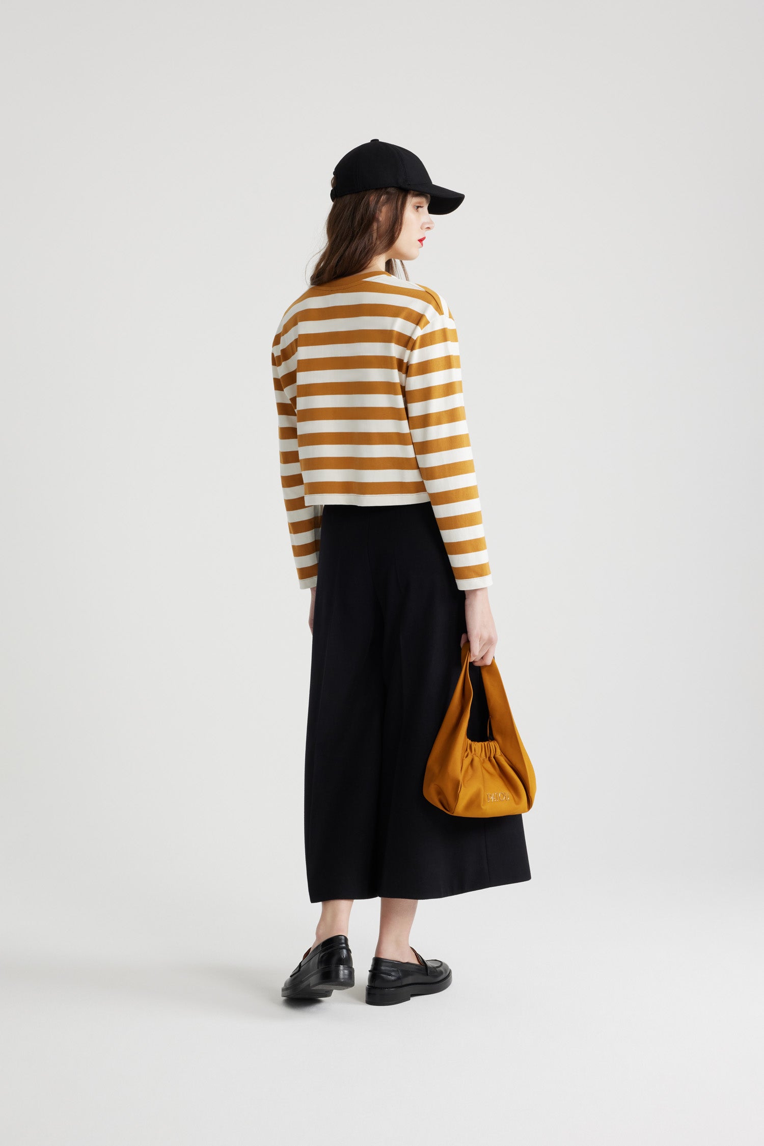 Patou JE123 top marinière cropped beige blanc coton bio