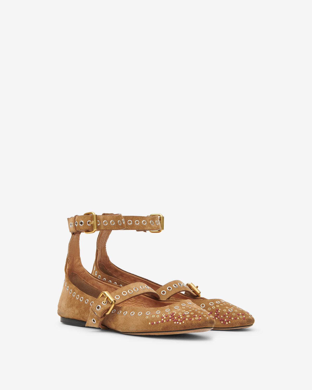 Isabel Marant Ylza ballerines cuir cognac cloutées