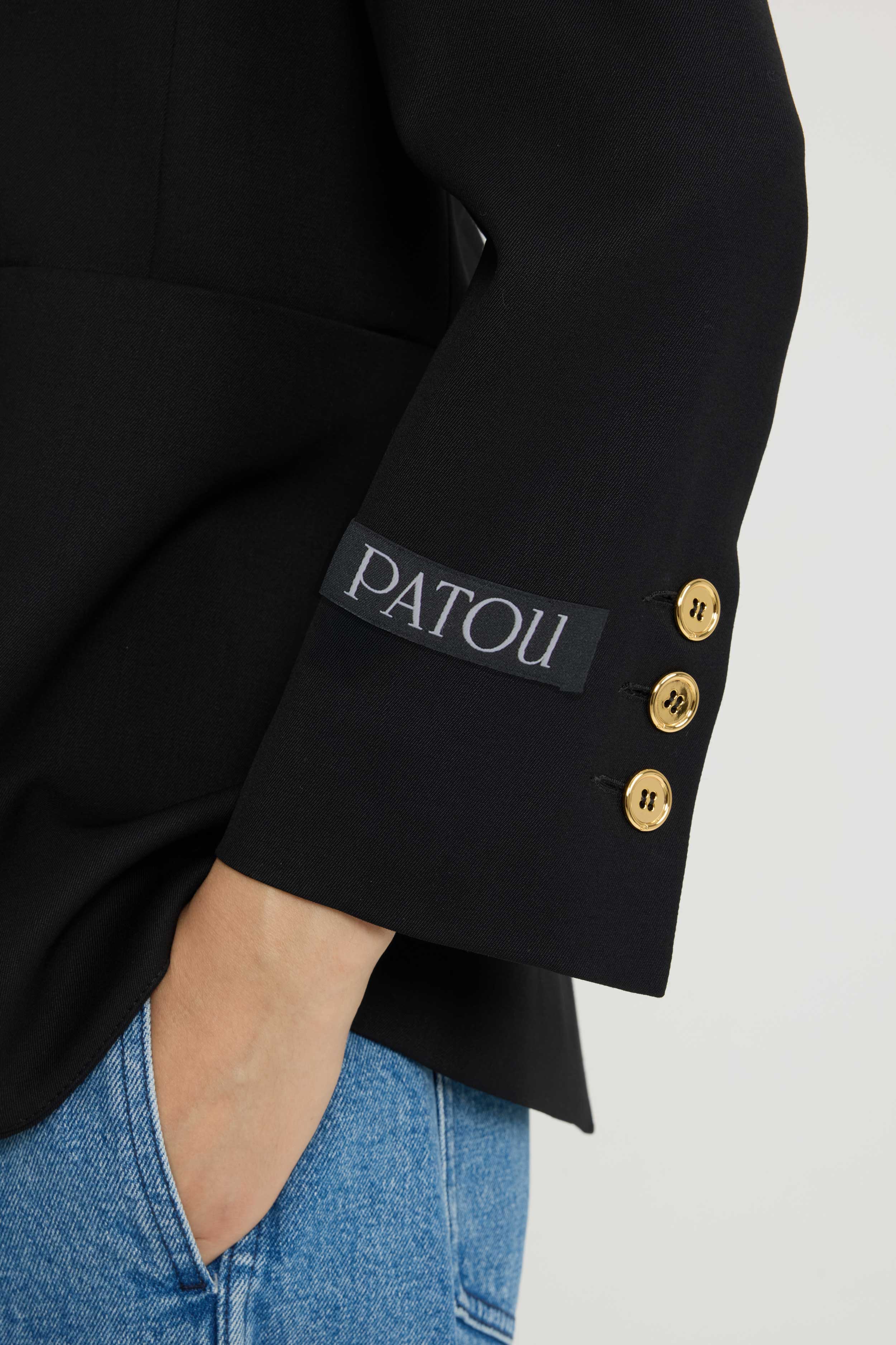Patou JA051 veste sans col laine technique noire