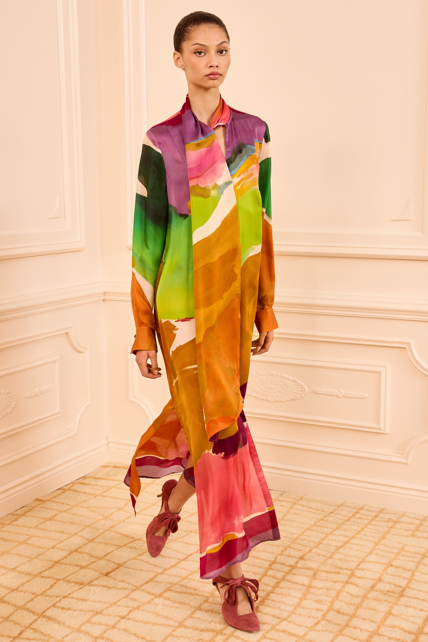 Ulla Johnson Critique robe midi soie satin multicolore