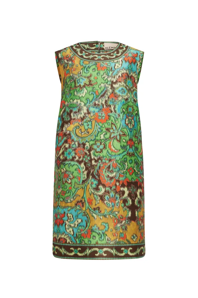 Alemaïs Charlotte robe mini recyclée floral aquarelle