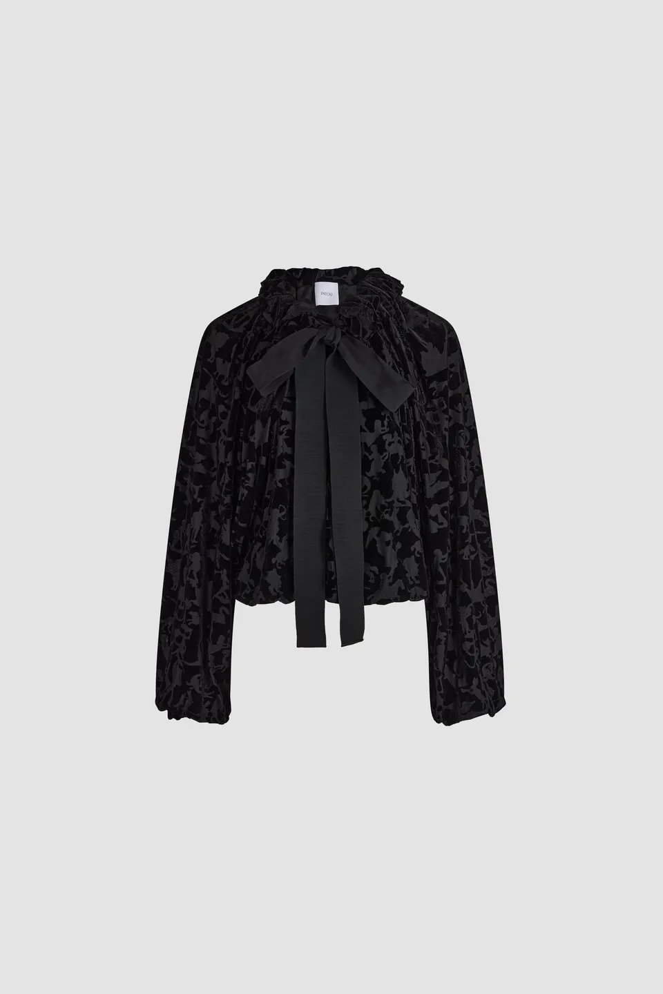 Patou TO017 top dévoré noir Black manches bouffantes