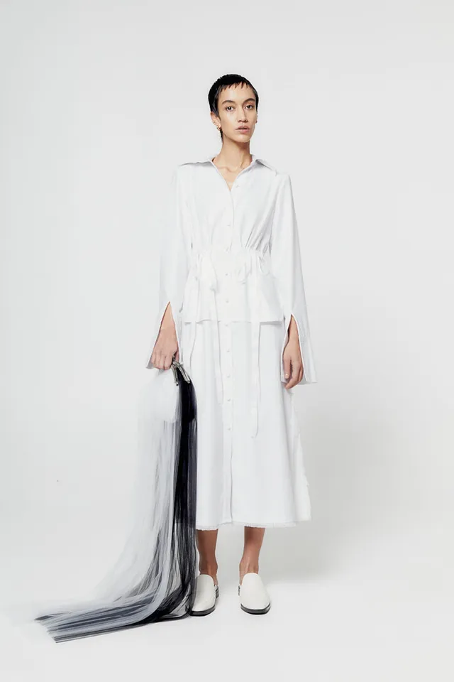 ATU Body Couture Marble White Shirt Dress robe chemise S/M