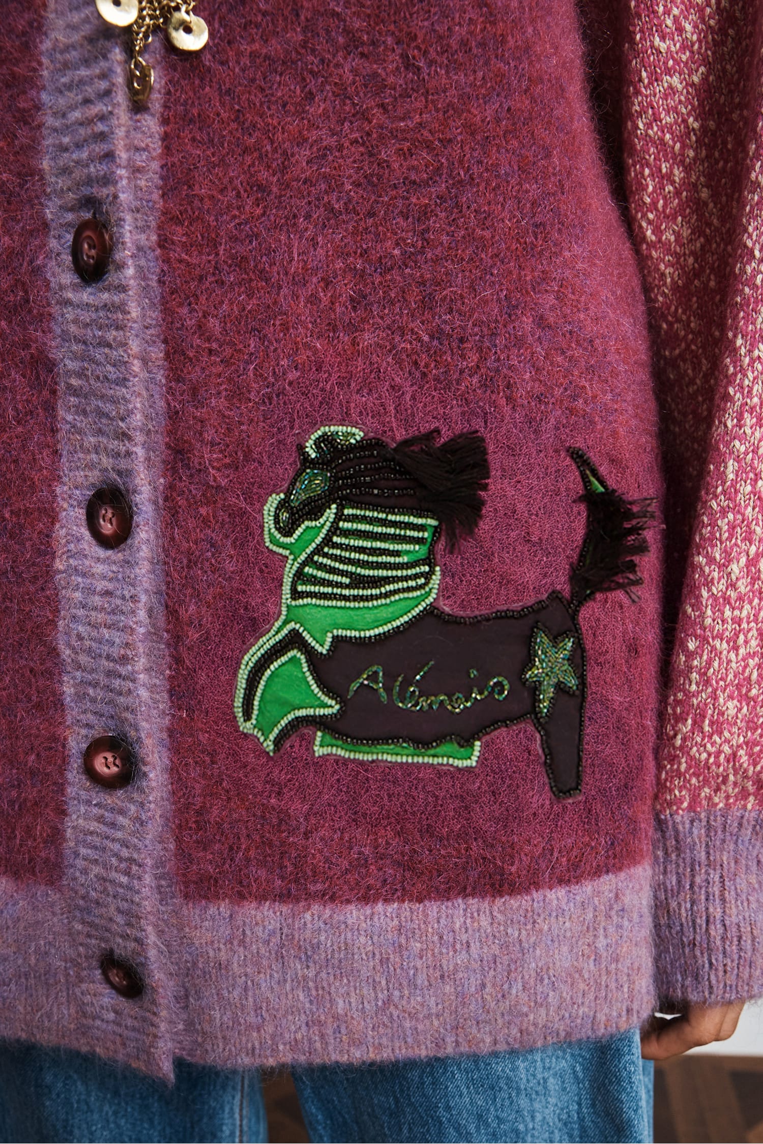 Alemäis Mlak cardigan maille mohair alpaga brodé