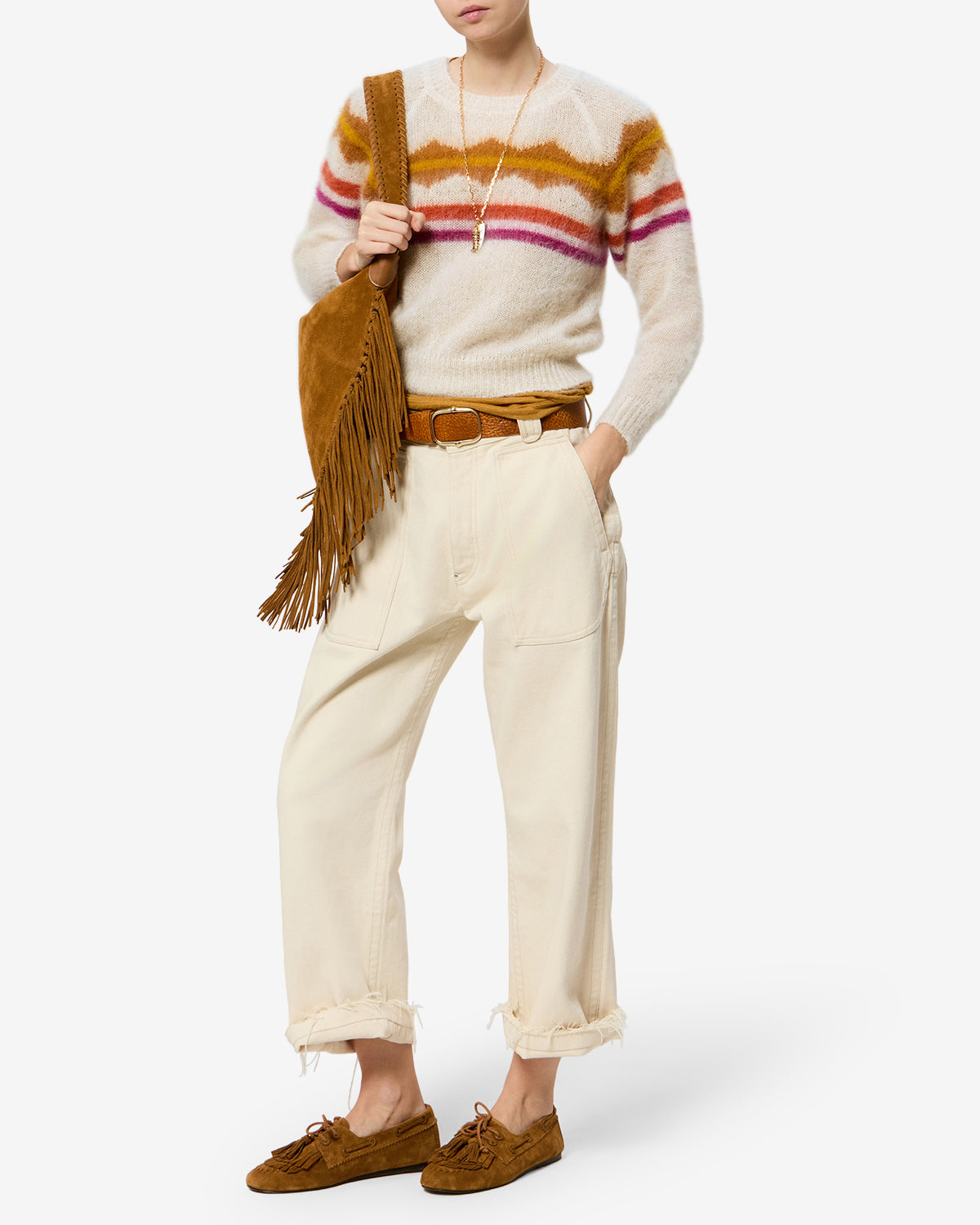 Isabel Marant Monette PU0930FA pull écru mohair rayures