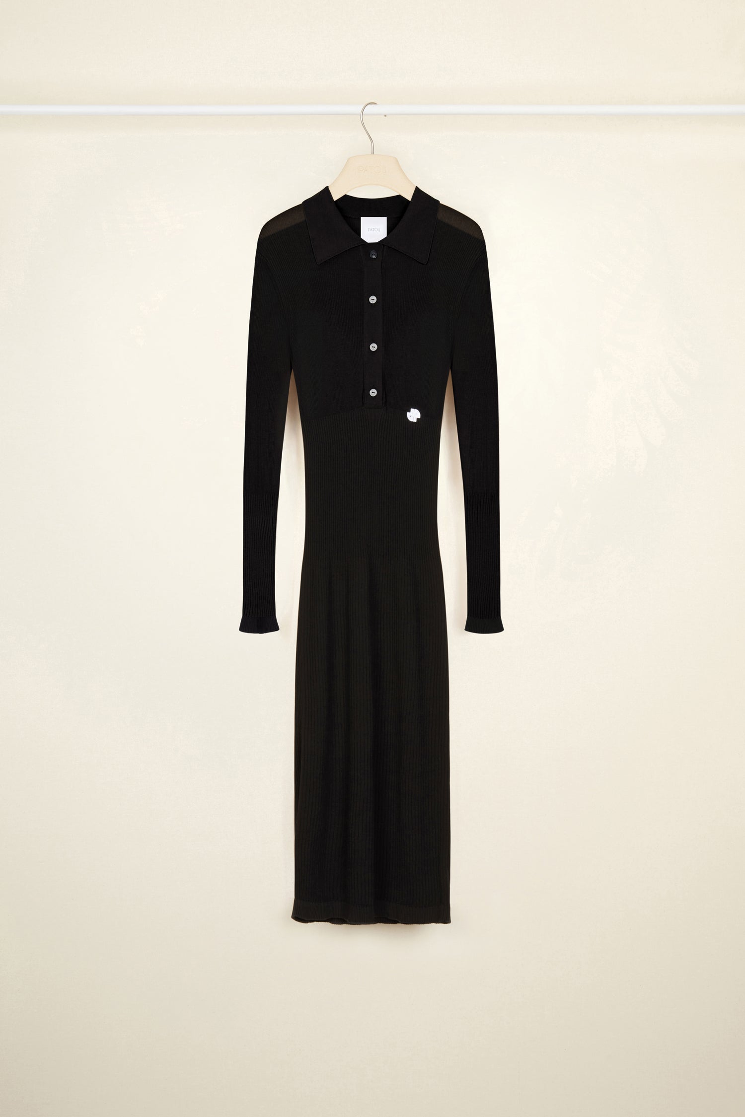 Patou P22KN0808051999B robe midi polo coton bio noir