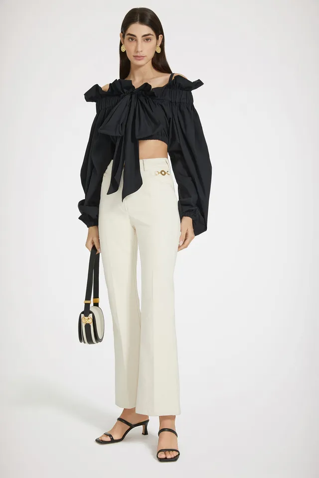 Patou P24TR0300178008N jean évasé denim Natural