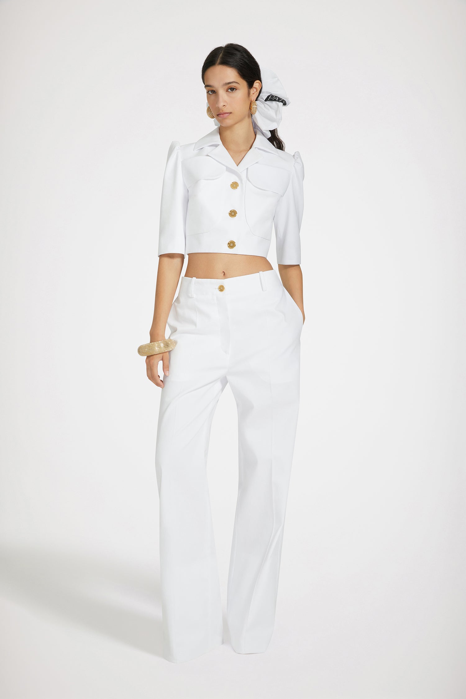 Patou TR0020074001W pantalon gabardine blanc droit