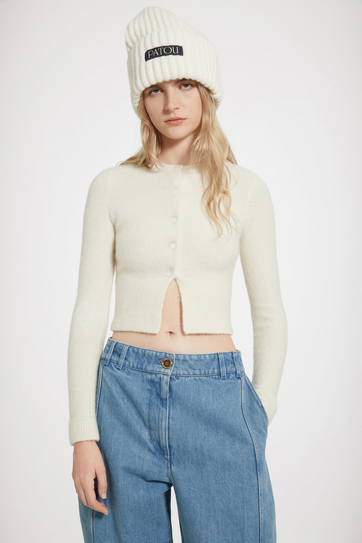 Patou Knitwear cardigan cropped H23KN1488065009A Avalanche alpaga
