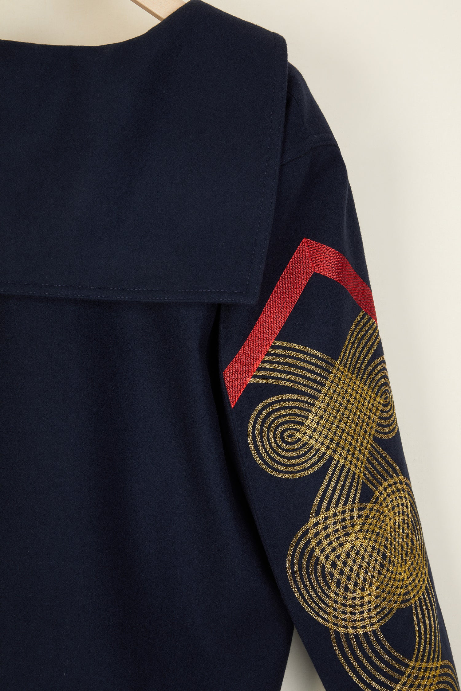 Patou OU004 tunique sailor laine cachemire navy brodée